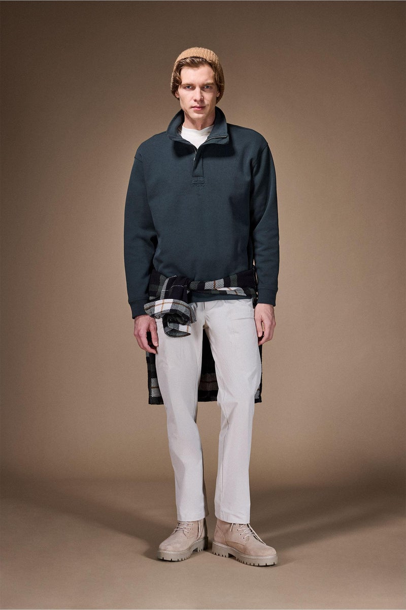 DeFacto Green Man Regular Fit Zip-Up Sweatshirt Casual - Image 2